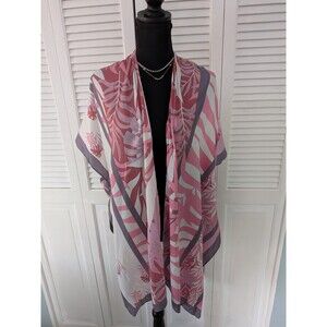 Save The Ocean Women's One Size Cover Up Tropical Pink Open Front Kimono Silky